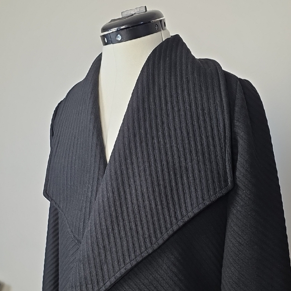 BB Dakota Black Draped Open Front Coat Jacket XS - Picture 3 of 8